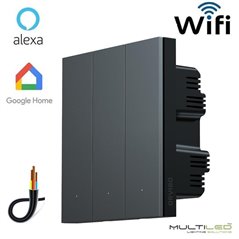 Pulsador 3 Zonas Wifi Zigbee Antracita para sistemas Orvibo (200W x 3 zonas), compatible con Alexa y Google Home